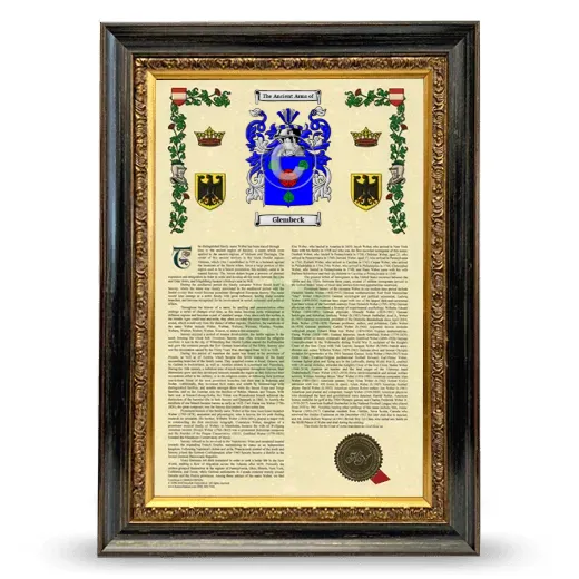 Glembeck Armorial History Framed - Heirloom