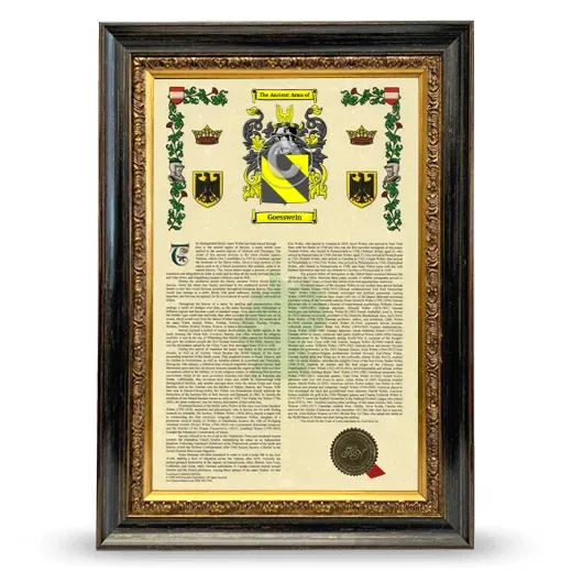 Goesswein Armorial History Framed - Heirloom