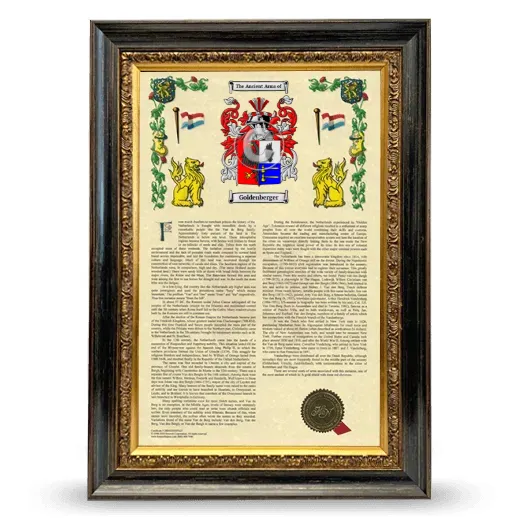 Goldenberger Armorial History Framed - Heirloom