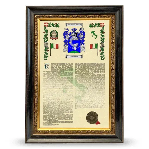 Golfredo Armorial History Framed - Heirloom