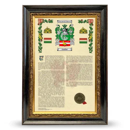Gombar Armorial History Framed - Heirloom