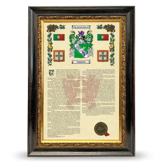 Goncaves Armorial History Framed - Heirloom