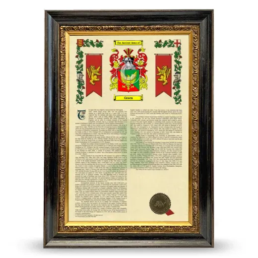 Graen Armorial History Framed - Heirloom