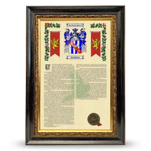 Grandeson Armorial History Framed - Heirloom