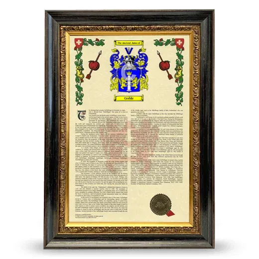 Greble Armorial History Framed - Heirloom