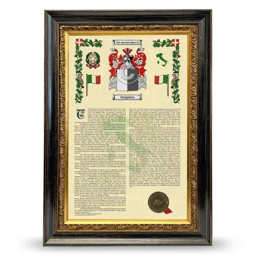 Gregorios Armorial History Framed - Heirloom