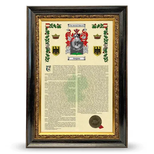 Gregory Armorial History Framed - Heirloom