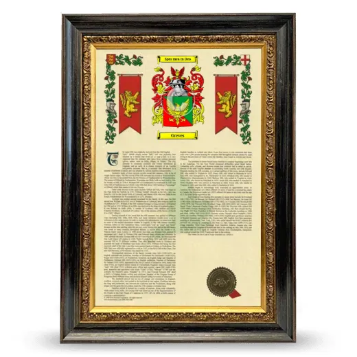 Greves Armorial History Framed - Heirloom