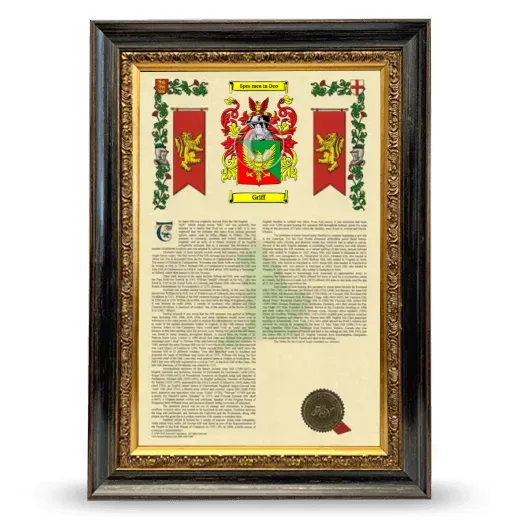 Griff Armorial History Framed - Heirloom