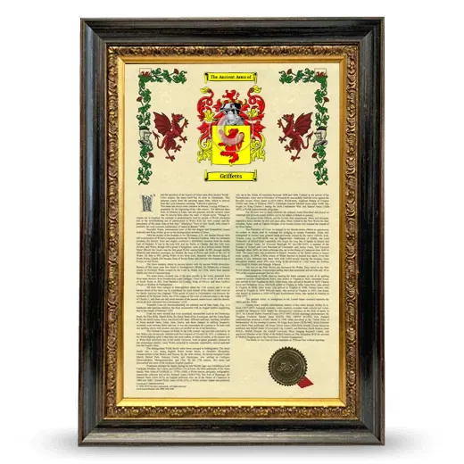 Griffetts Armorial History Framed - Heirloom