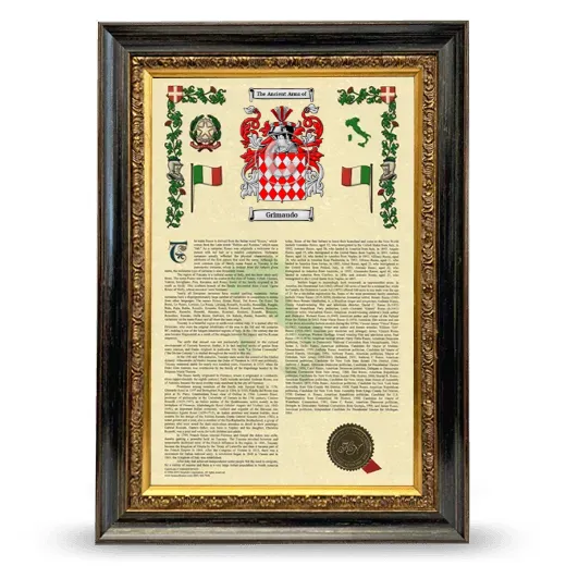 Grimaudo Armorial History Framed - Heirloom