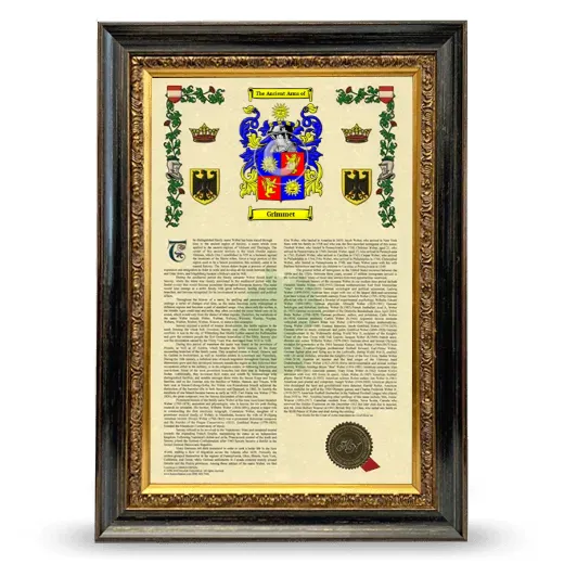 Grimmet Armorial History Framed - Heirloom