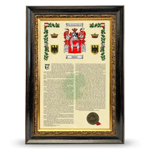 Gritzer Armorial History Framed - Heirloom