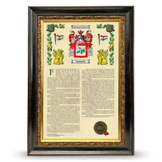 Groenveld Armorial History Framed - Heirloom