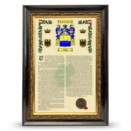 Grogg Armorial History Framed - Heirloom