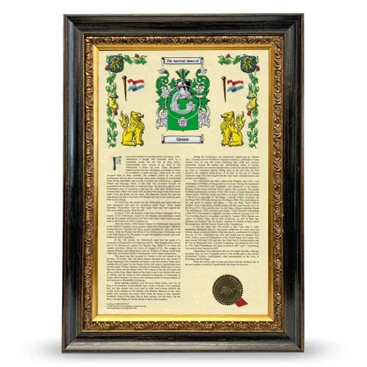 Grone Armorial History Framed - Heirloom