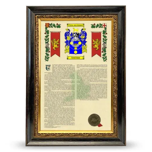 Grosvenor Armorial History Framed - Heirloom