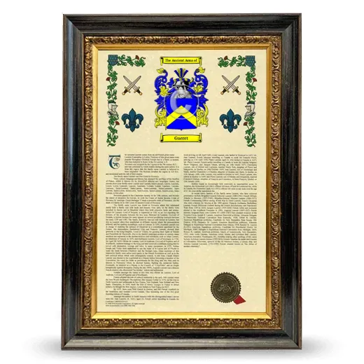 Gueret Armorial History Framed - Heirloom