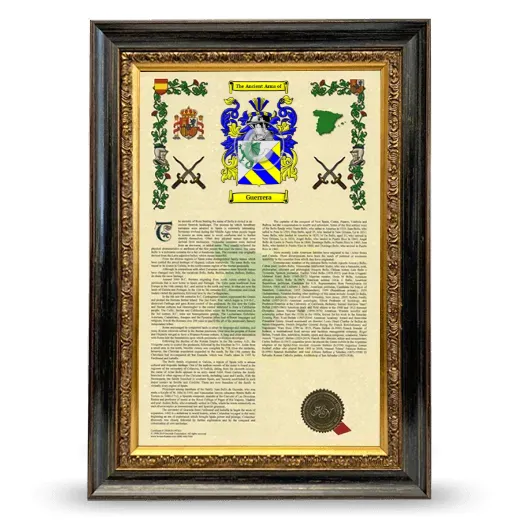 Guerrera Armorial History Framed - Heirloom