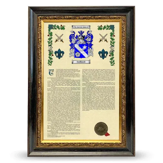Guilbault Armorial History Framed - Heirloom