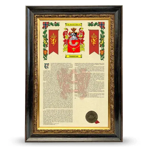 Gunnarson Armorial History Framed - Heirloom