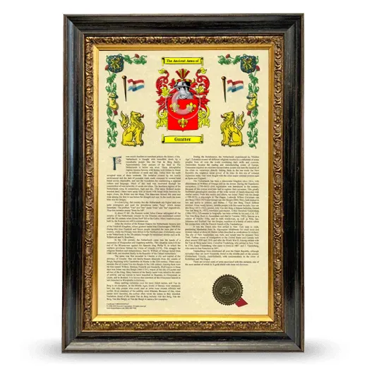 Guntter Armorial History Framed - Heirloom