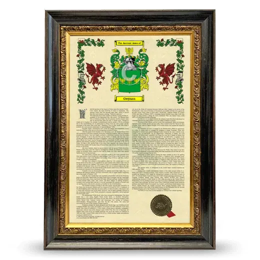 Gwynan Armorial History Framed - Heirloom