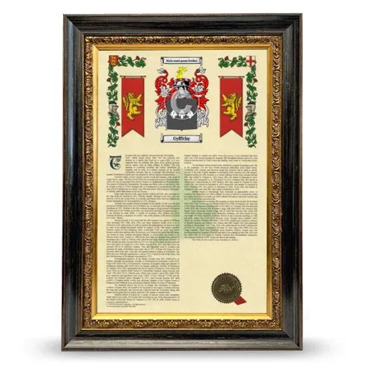 Gyffithy Armorial History Framed - Heirloom