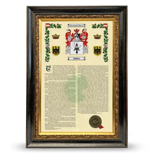 Hadern Armorial History Framed - Heirloom