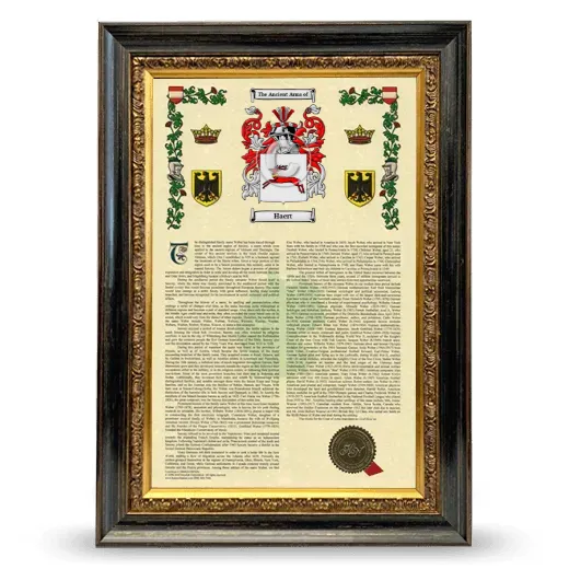 Haert Armorial History Framed - Heirloom