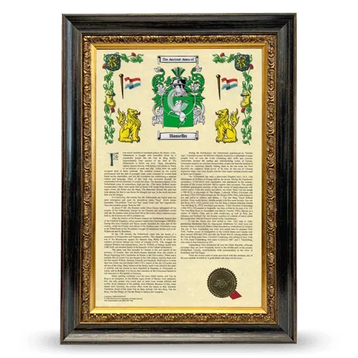 Hamelin Armorial History Framed - Heirloom