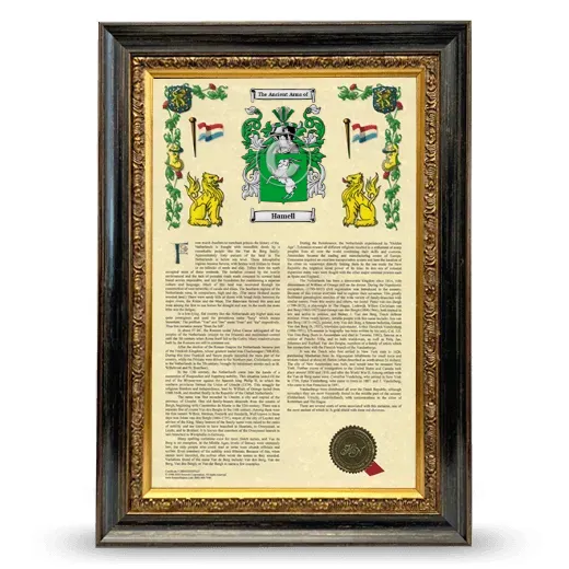 Hamell Armorial History Framed - Heirloom