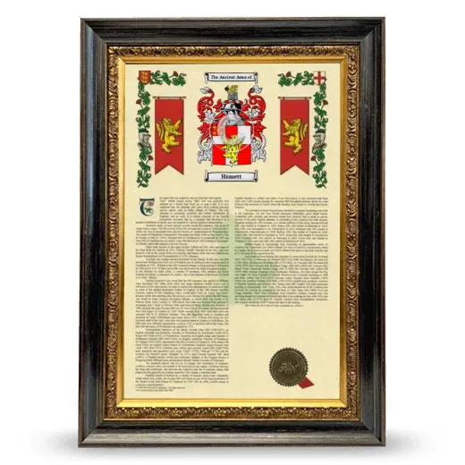 Hamett Armorial History Framed - Heirloom