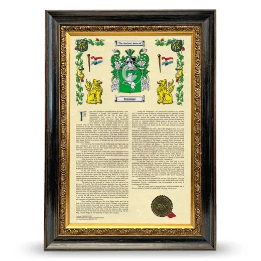 Hamme Armorial History Framed - Heirloom