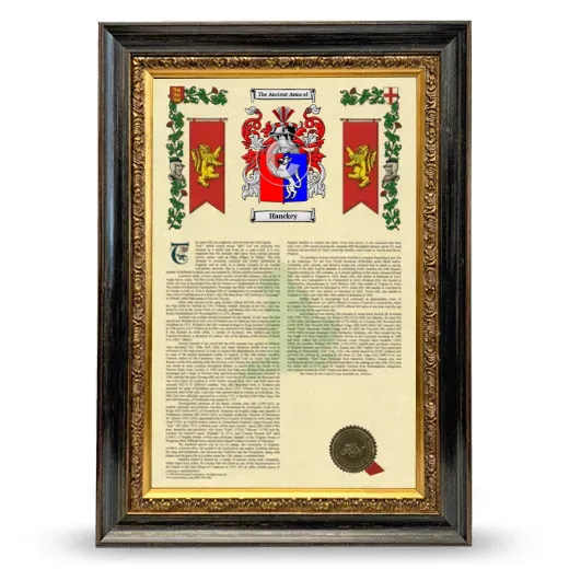 Hanckey Armorial History Framed - Heirloom