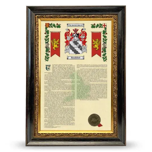 Handsford Armorial History Framed - Heirloom