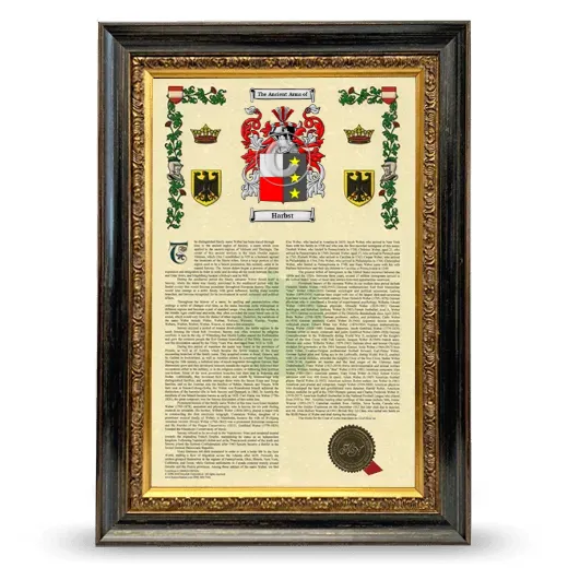 Harbst Armorial History Framed - Heirloom