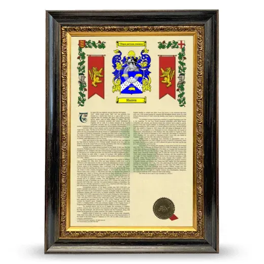 Harres Armorial History Framed - Heirloom