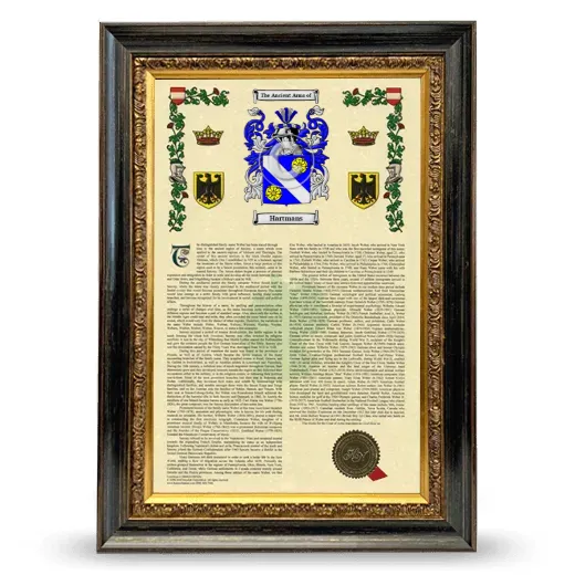 Hartmans Armorial History Framed - Heirloom