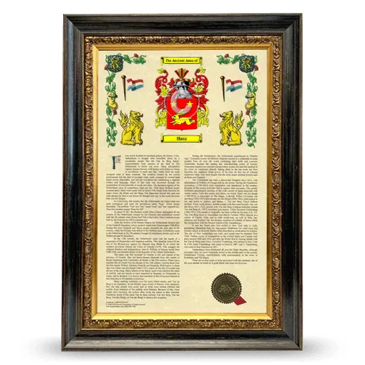 Hasz Armorial History Framed - Heirloom