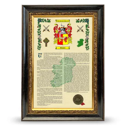 Heaney Armorial History Framed - Heirloom