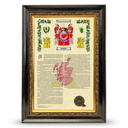 Hedricks Armorial History Framed - Heirloom