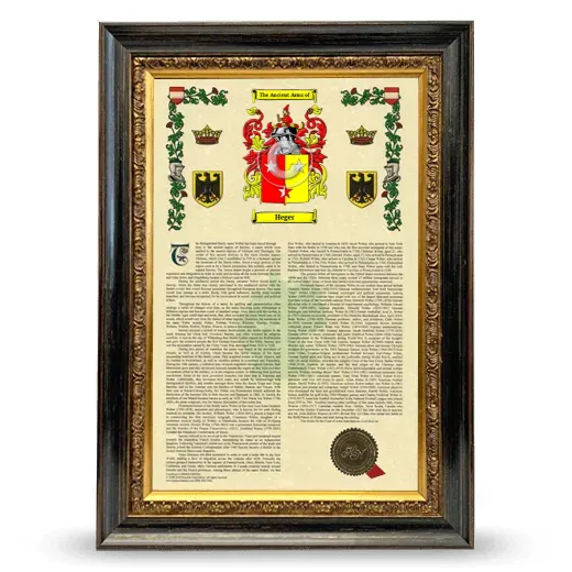Heger Armorial History Framed - Heirloom