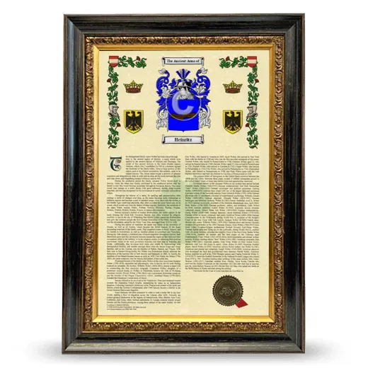Heinritz Armorial History Framed - Heirloom