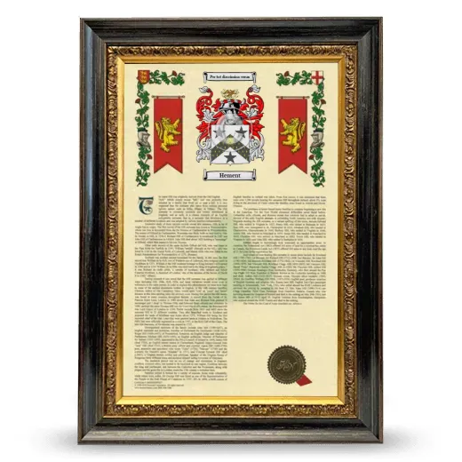 Hement Armorial History Framed - Heirloom