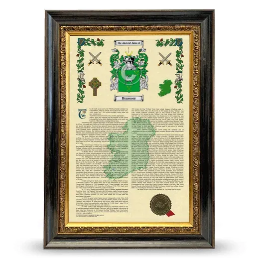 Henessey Armorial History Framed - Heirloom