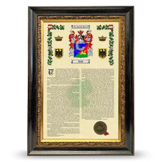 Henk Armorial History Framed - Heirloom