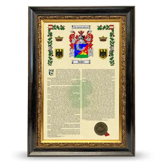 Henkes Armorial History Framed - Heirloom