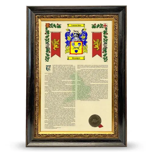 Henniger Armorial History Framed - Heirloom