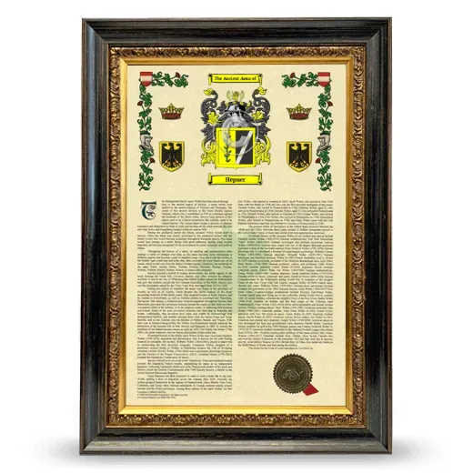 Hepner Armorial History Framed - Heirloom